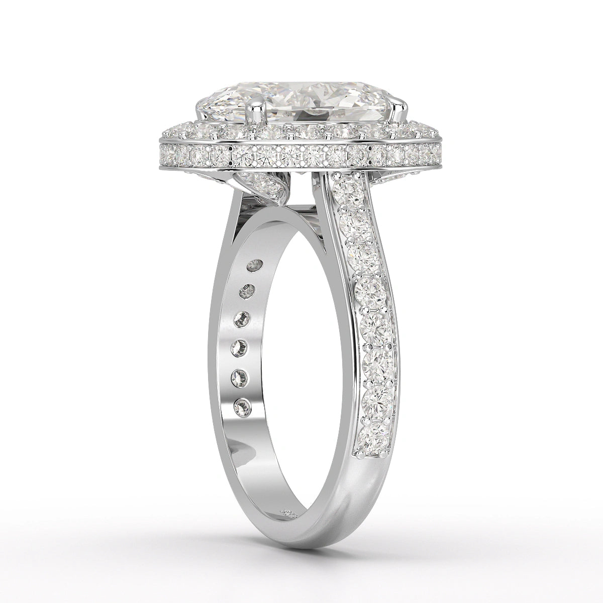 6.47 CT Oval Cut Hidden Halo Lab Diamond Ring