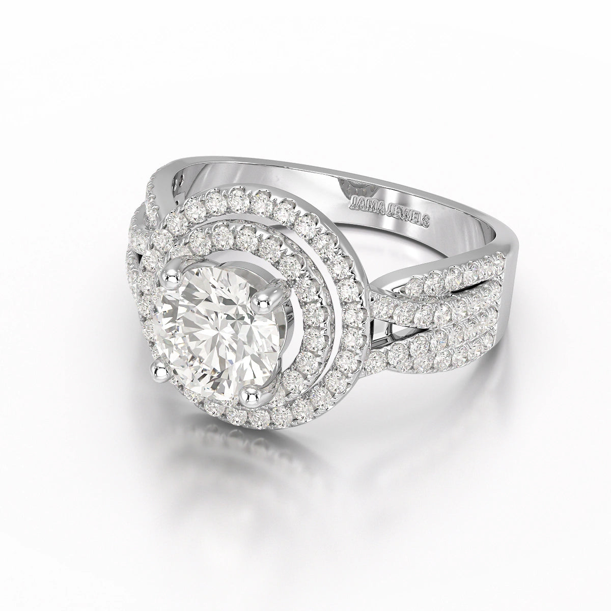 2.15 CT Round Cut Layered Halo Lab Diamond Ring