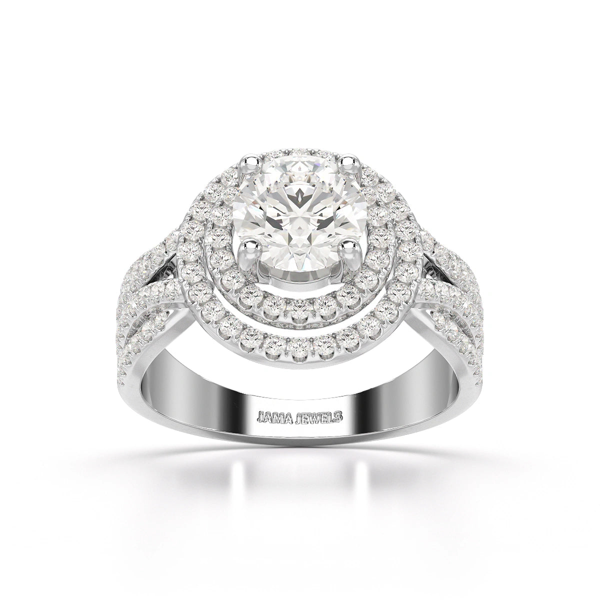 2.15 CT Round Cut Layered Halo Lab Diamond Ring