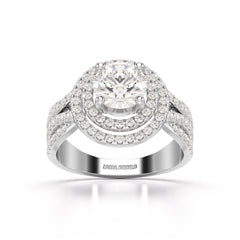 2.15 CT Round Cut Layered Halo Lab Diamond Ring