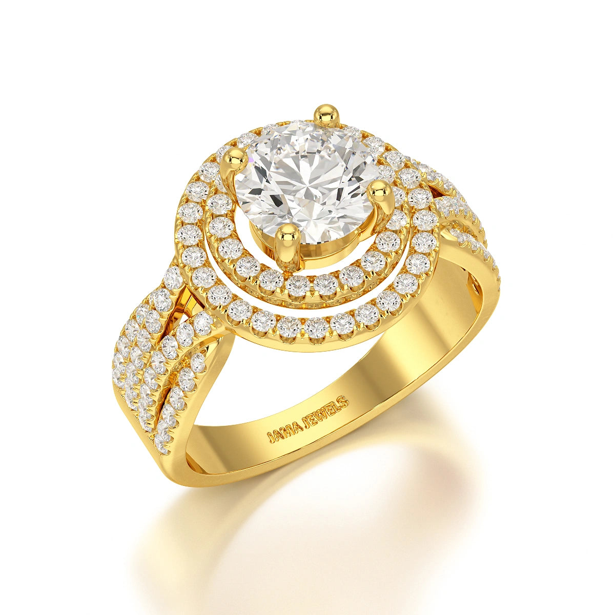 2.15 CT Round Cut Layered Halo Lab Diamond Ring