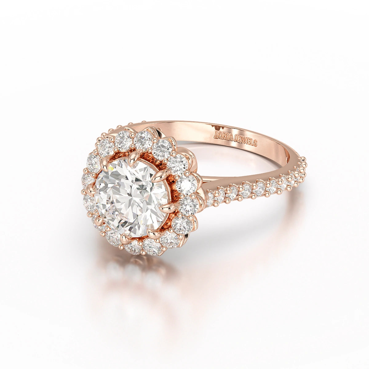 2.42 CT Round Cut Halo Lab Diamond Ring