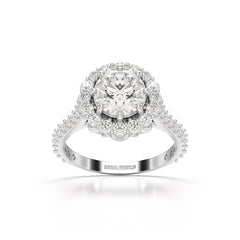 2.42 CT Round Cut Halo Lab Diamond Ring