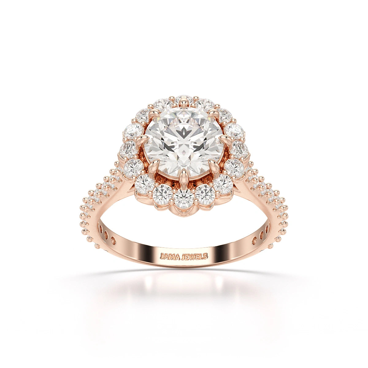 2.42 CT Round Cut Halo Lab Diamond Ring