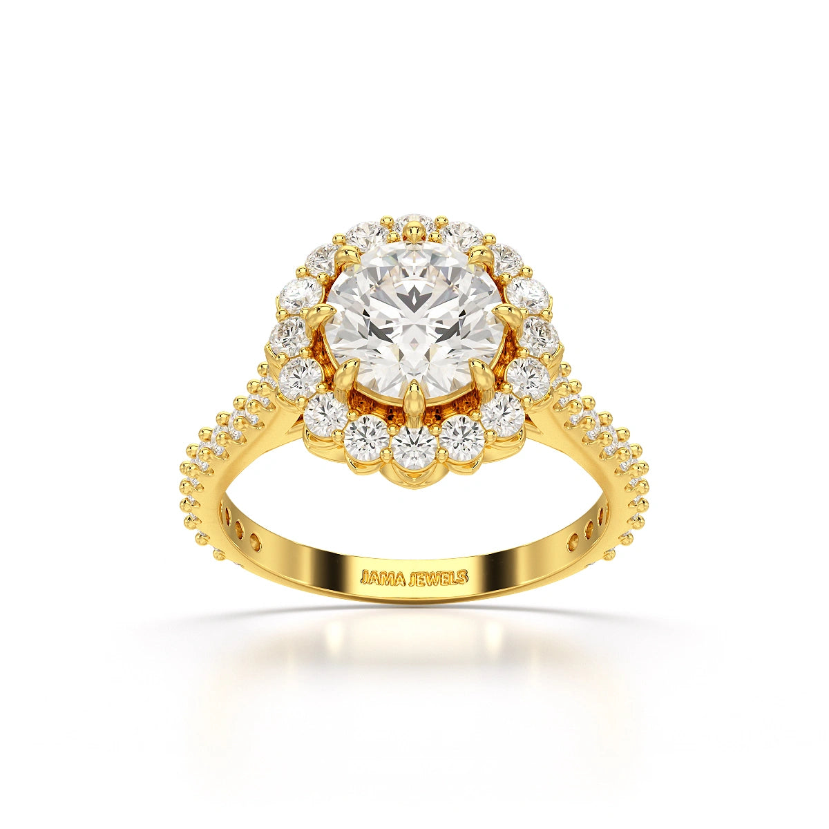 2.42 CT Round Cut Halo Lab Diamond Ring