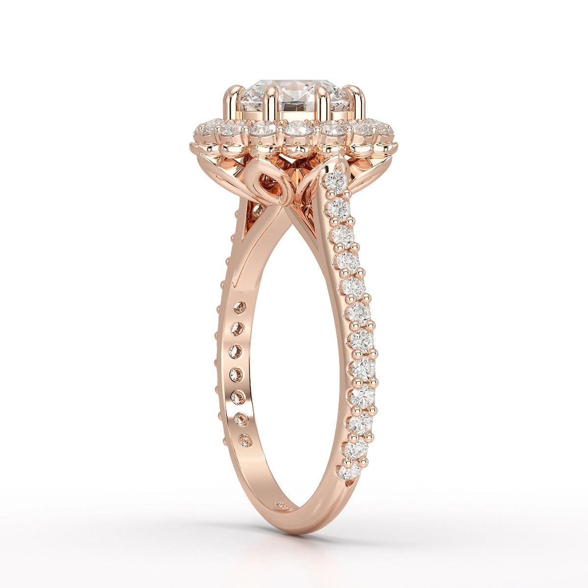 2.42 CT Round Cut Halo Lab Diamond Ring