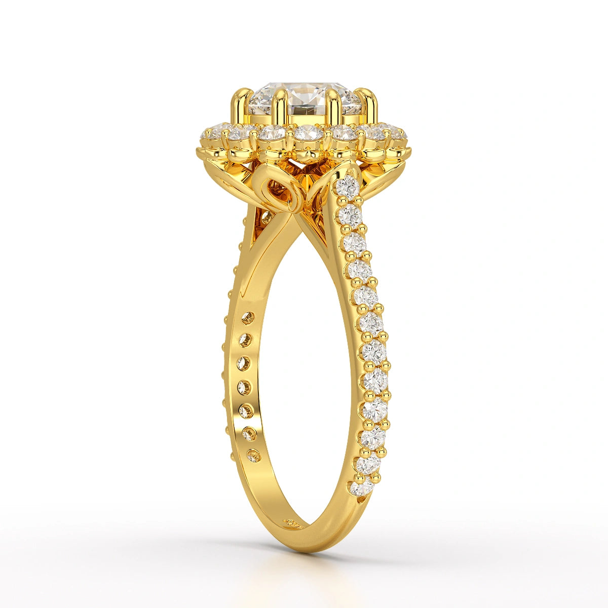 2.42 CT Round Cut Halo Lab Diamond Ring