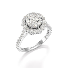 2.42 CT Round Cut Halo Lab Diamond Ring