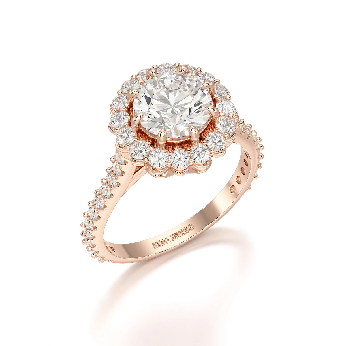 2.42 CT Round Cut Halo Lab Diamond Ring