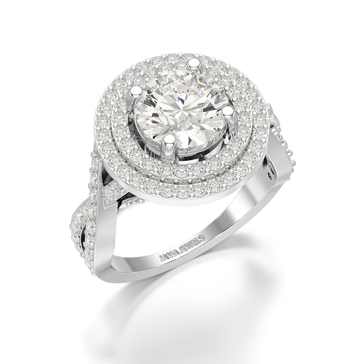 3.12 CT Round Cut Layered Halo Lab Diamond Ring