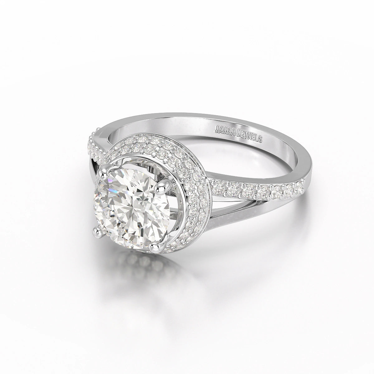 1.71 CT Round Cut Halo Lab Diamond Ring