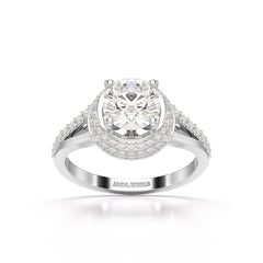 1.71 CT Round Cut Halo Lab Diamond Ring