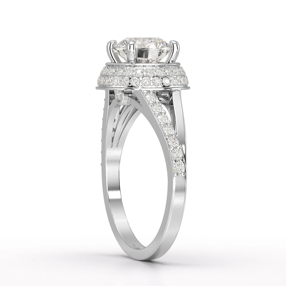 1.71 CT Round Cut Halo Lab Diamond Ring