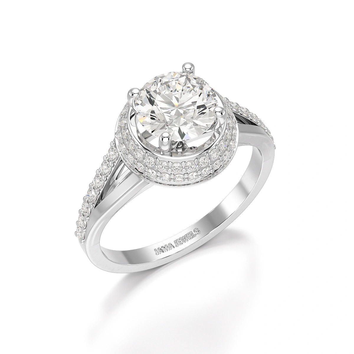 1.71 CT Round Cut Halo Lab Diamond Ring