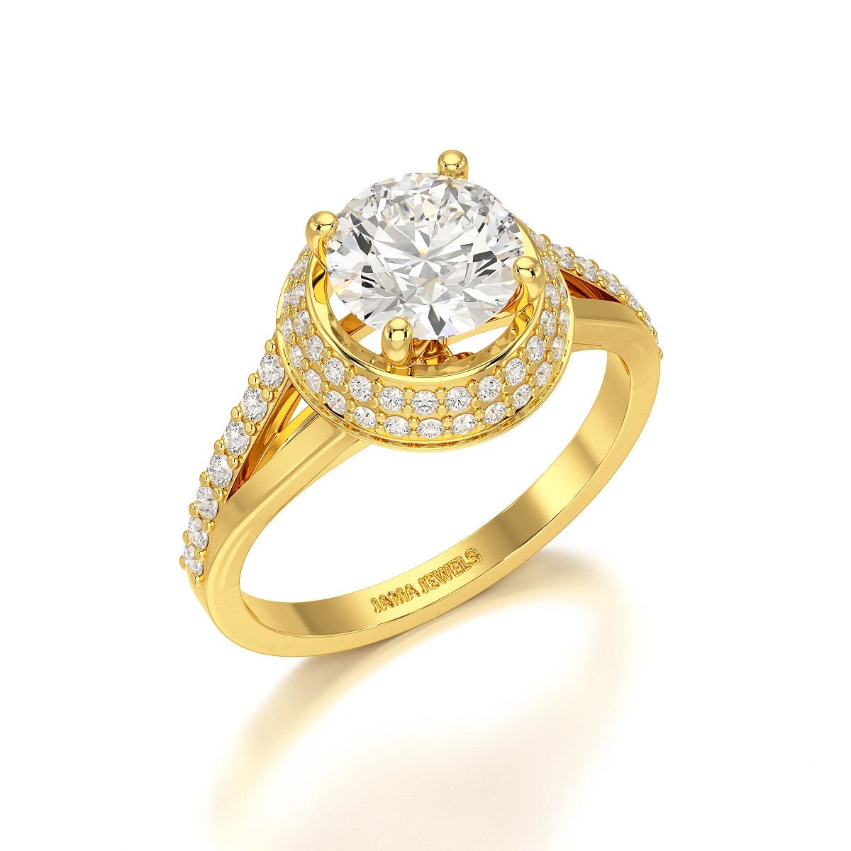 1.71 CT Round Cut Halo Lab Diamond Ring