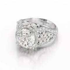 4.16 CT Round Cut Halo Engagement Lab Diamond Ring