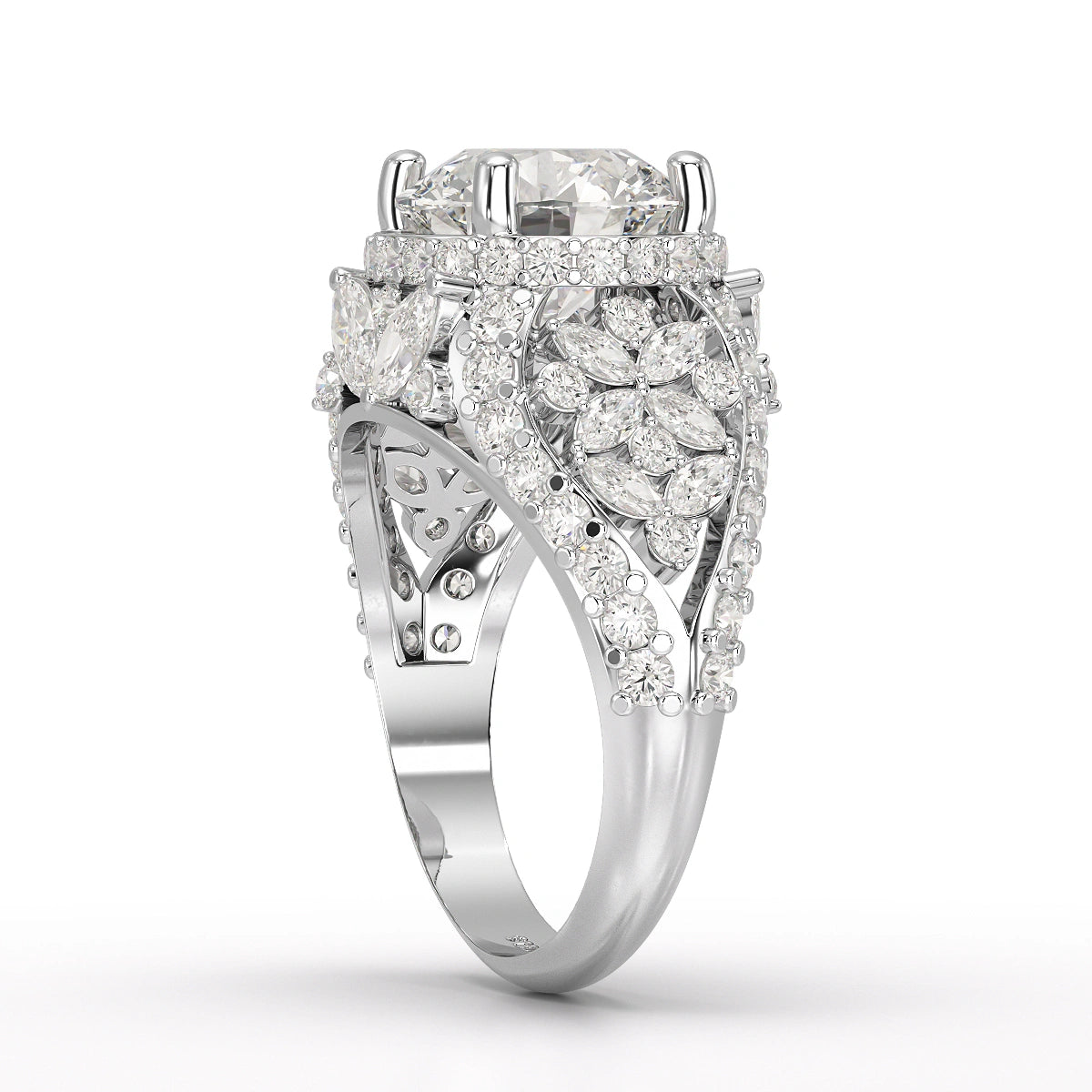 4.16 CT Round Cut Halo Engagement Lab Diamond Ring