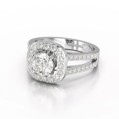 1.72 CT Round Cut Halo Lab Diamond Ring