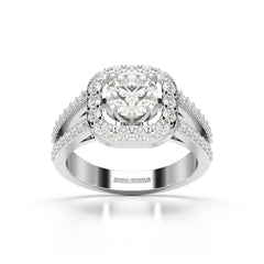 1.72 CT Round Cut Halo Lab Diamond Ring