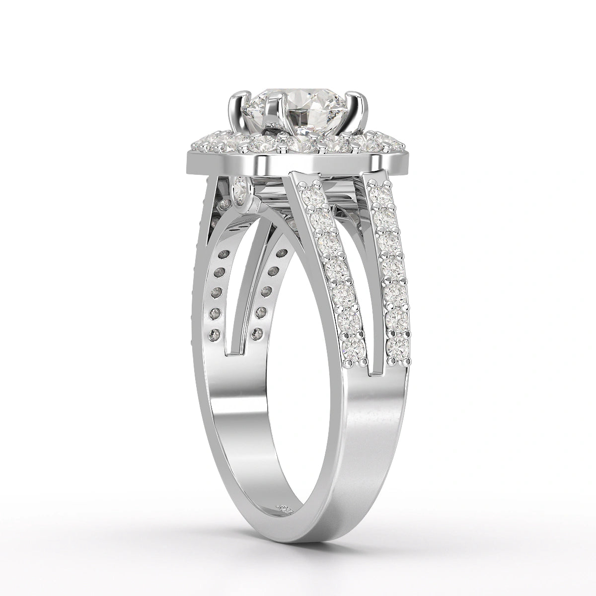 1.72 CT Round Cut Halo Lab Diamond Ring