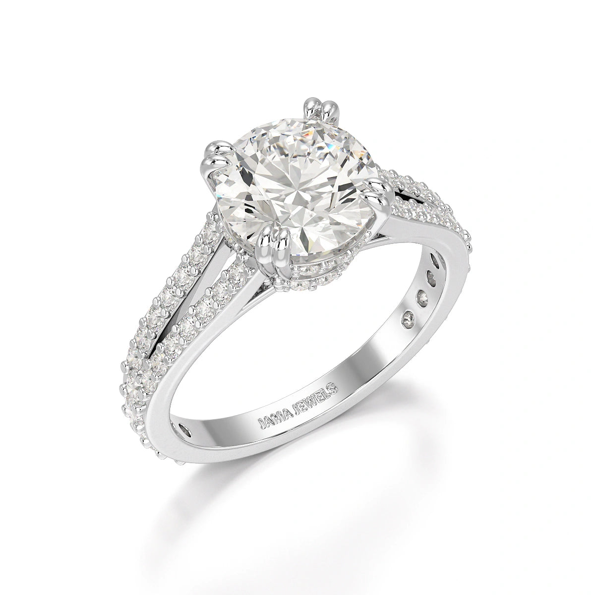 2.67 CT Round Cut Hidden Halo Lab Diamond Ring