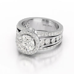 3.68 CT Round Cut Halo Lab Diamond Ring