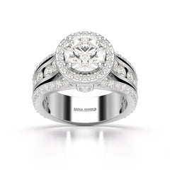 3.68 CT Round Cut Halo Lab Diamond Ring