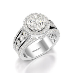 3.68 CT Round Cut Halo Lab Diamond Ring