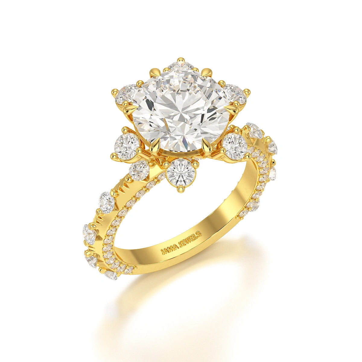 4.61 CT Round Cut Flower Halo Lab Diamond Ring