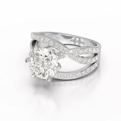 3.23 CT Round Cut Layered Lab Diamond Ring