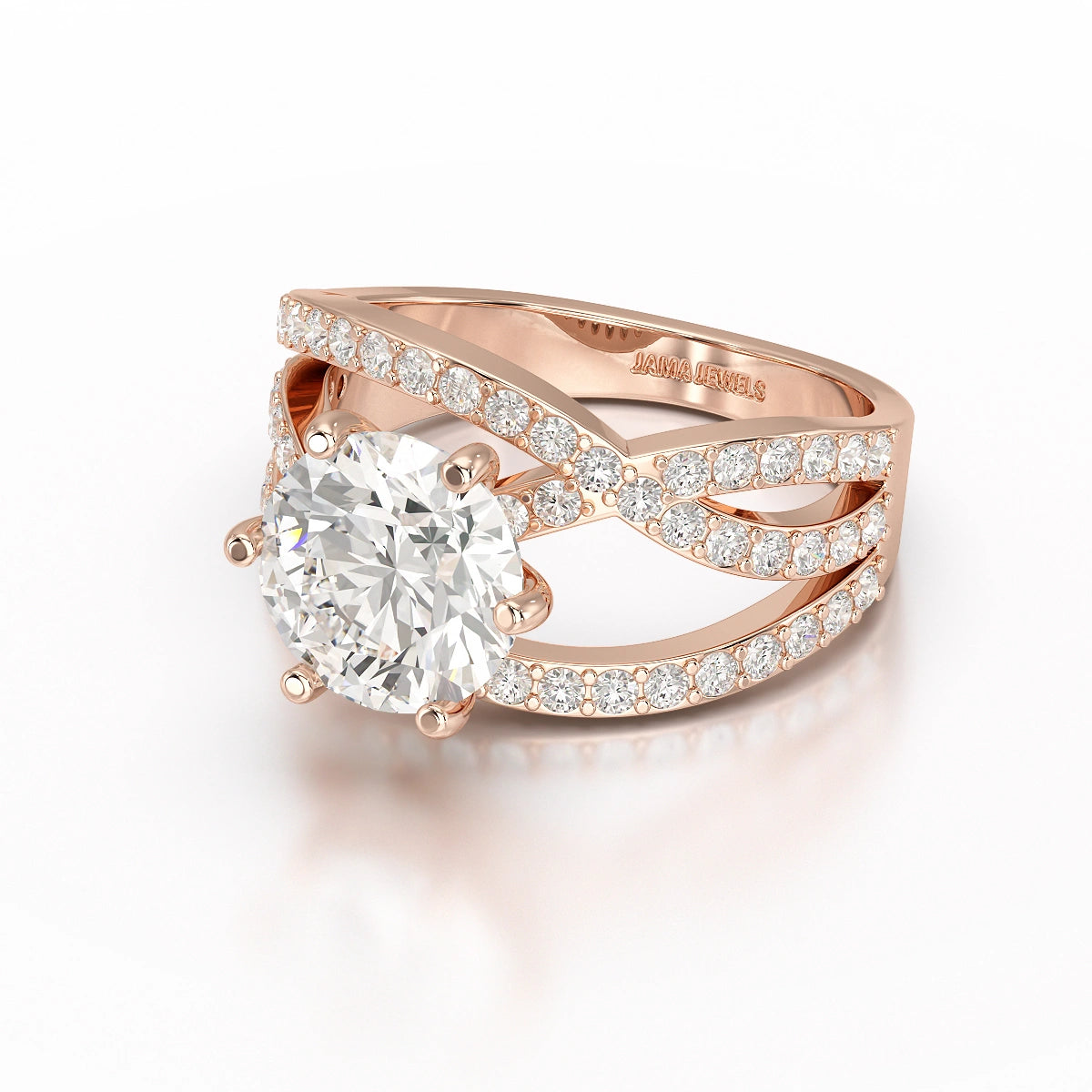 3.23 CT Round Cut Layered Lab Diamond Ring