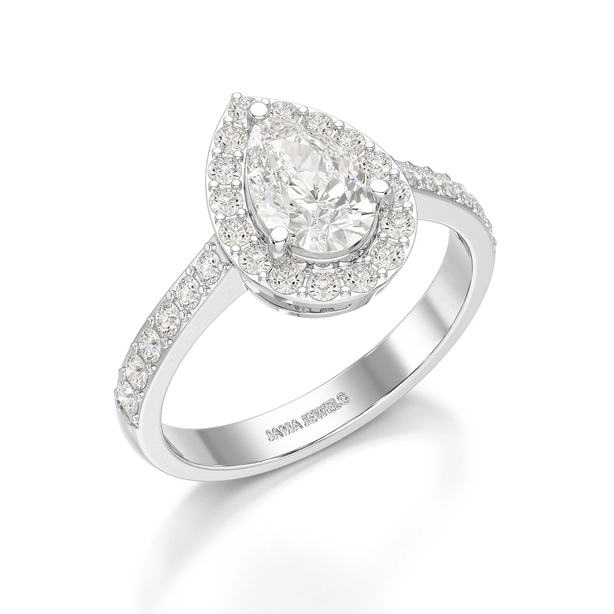 2.24 CT Pear Cut Halo Lab Diamond Ring