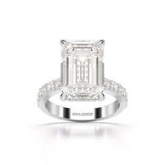 12 CT Emerald Cut Hidden Halo Lab Diamond Ring