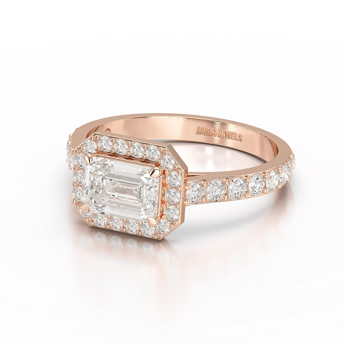 1.71 CT Emerald Cut Halo Lab Diamond Ring