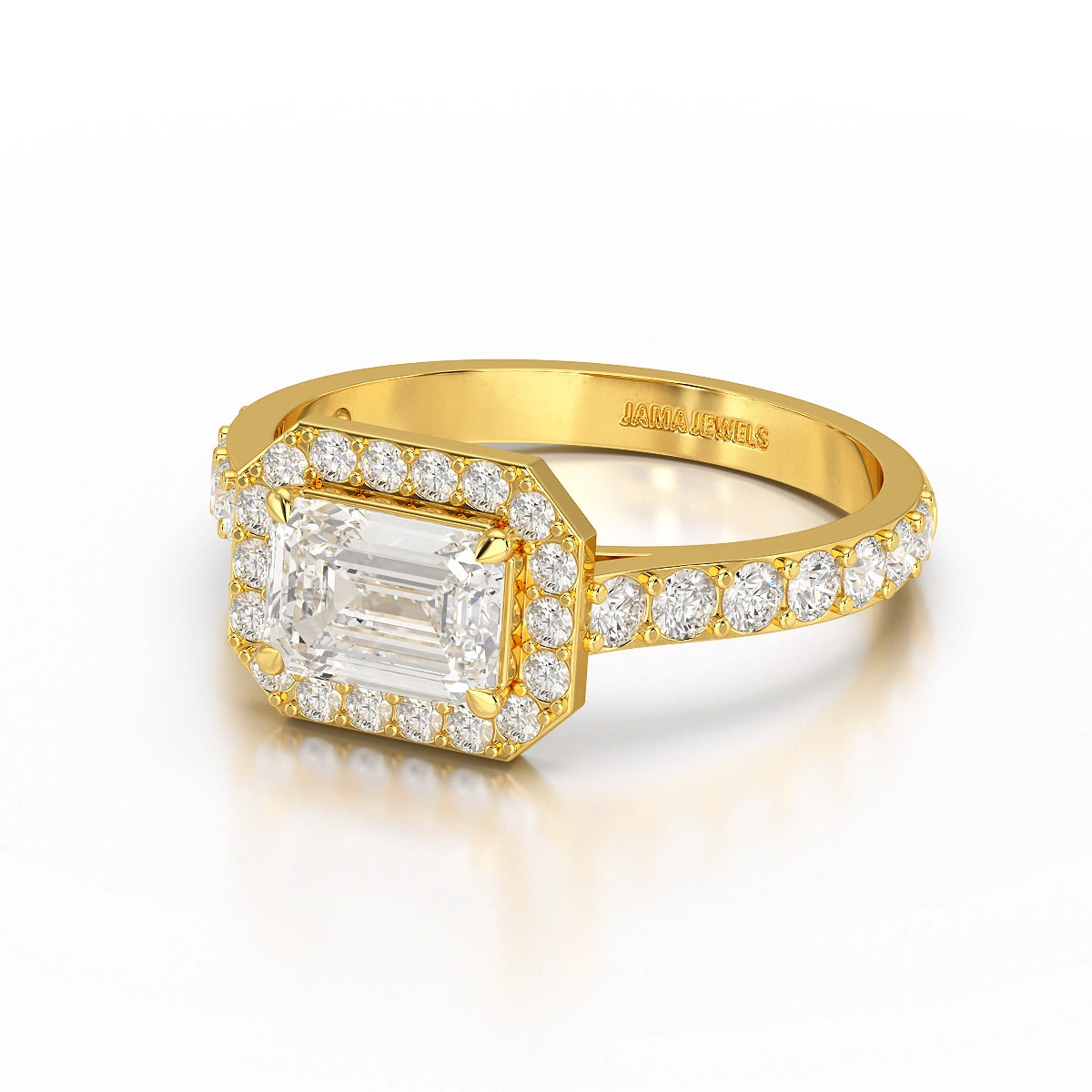 1.71 CT Emerald Cut Halo Lab Diamond Ring