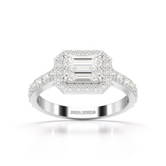 1.71 CT Emerald Cut Halo Lab Diamond Ring