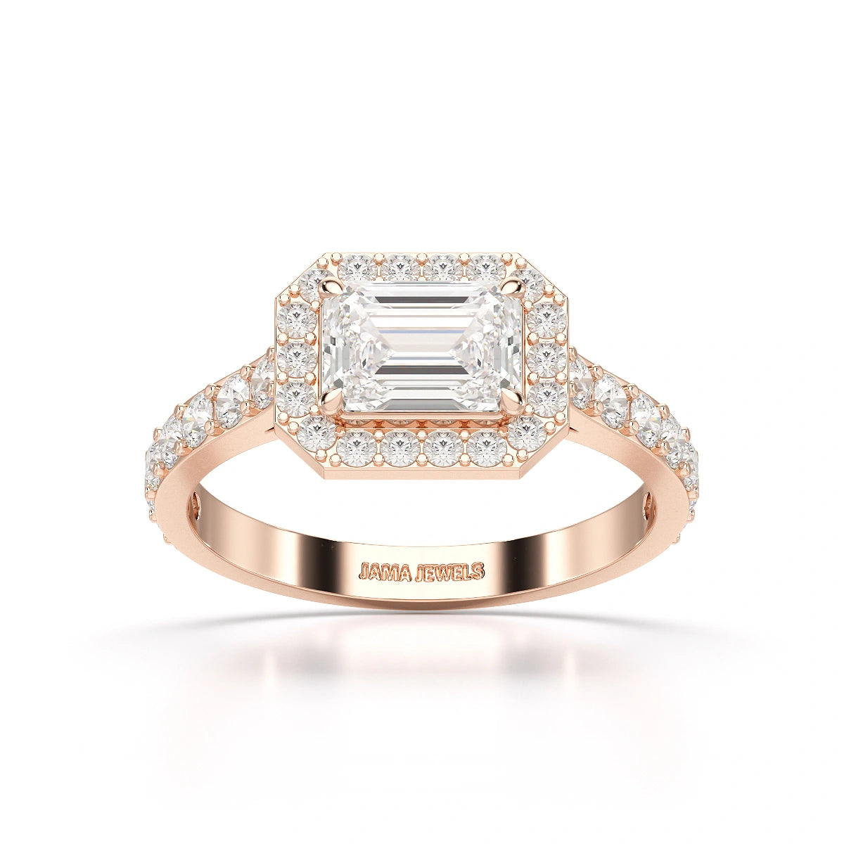 1.71 CT Emerald Cut Halo Lab Diamond Ring