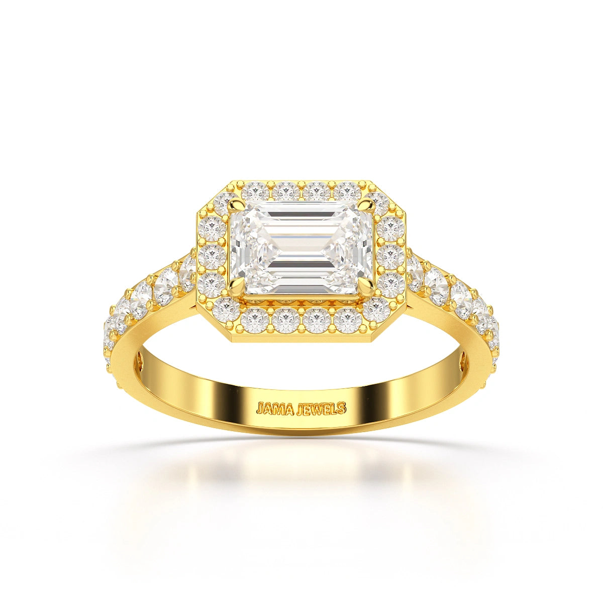 1.71 CT Emerald Cut Halo Lab Diamond Ring