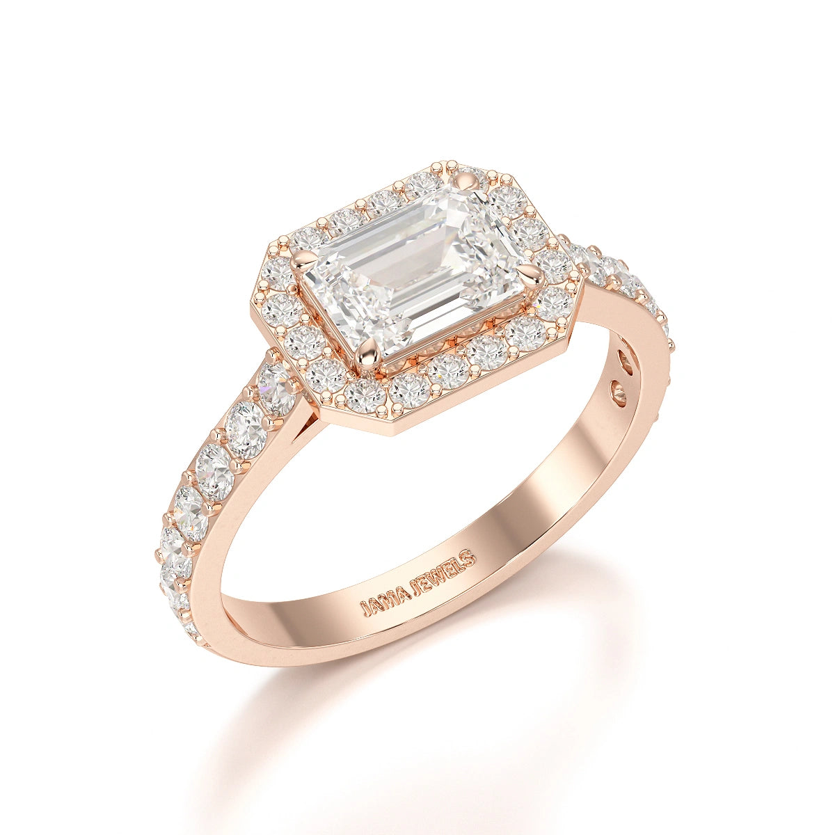 1.71 CT Emerald Cut Halo Lab Diamond Ring