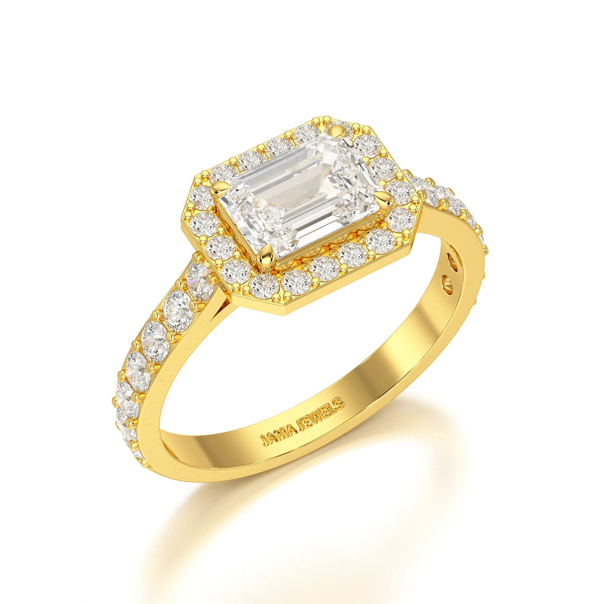 1.71 CT Emerald Cut Halo Lab Diamond Ring