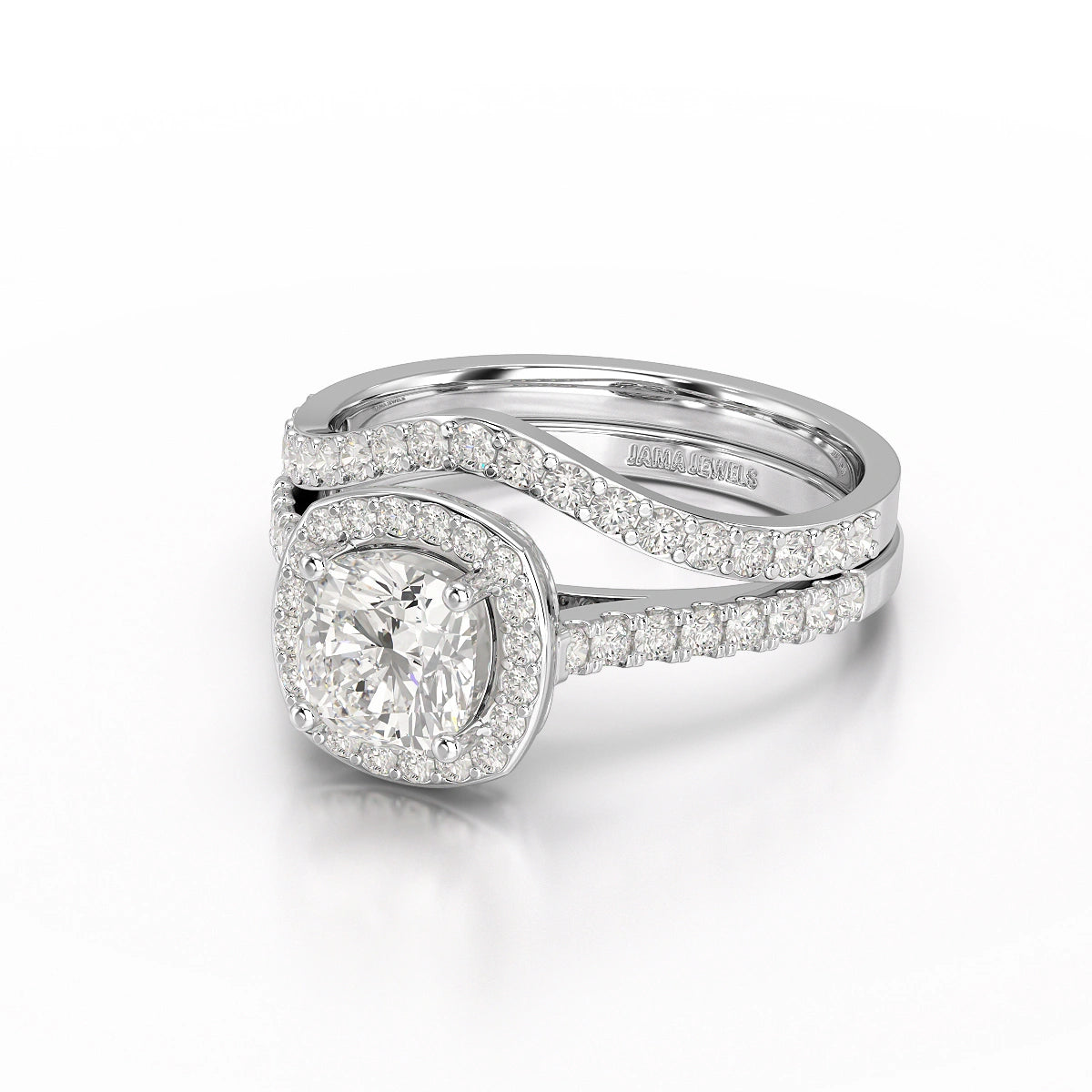 1.77 CT Cushion Cut Halo Layered Lab Diamond Ring