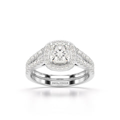 1.77 CT Cushion Cut Halo Layered Lab Diamond Ring