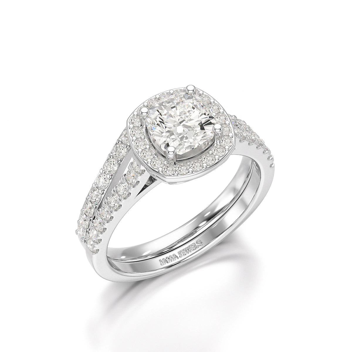 1.77 CT Cushion Cut Halo Layered Lab Diamond Ring