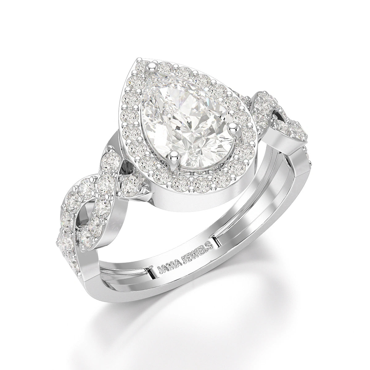 2.04 CT Pear Cut Halo Lab Diamond Ring