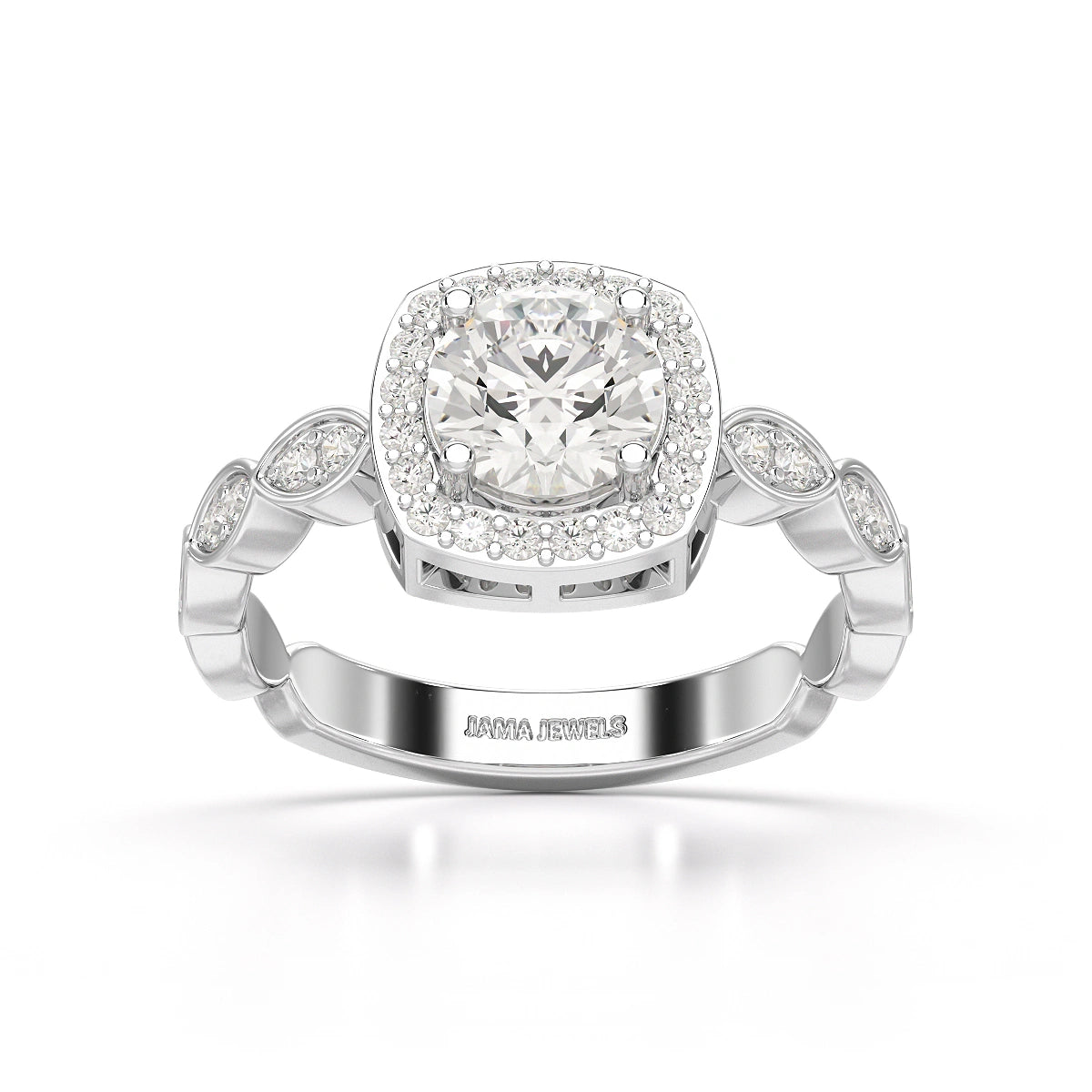 1.57 CT Cushion Cut Solitaire Halo Lab Diamond Ring