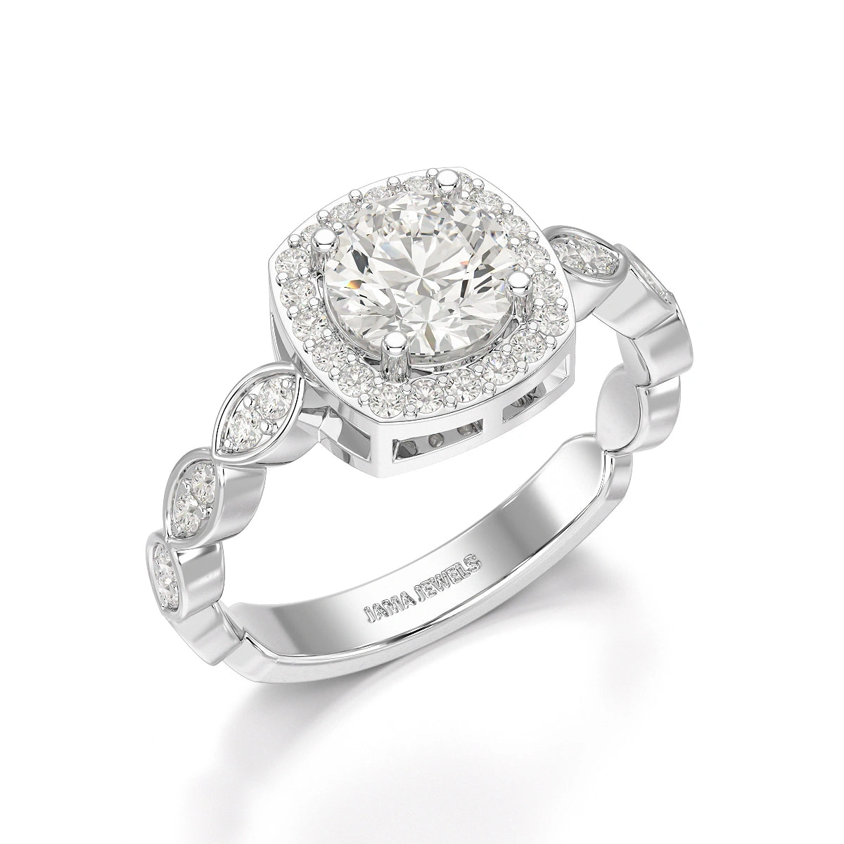 1.57 CT Cushion Cut Solitaire Halo Lab Diamond Ring