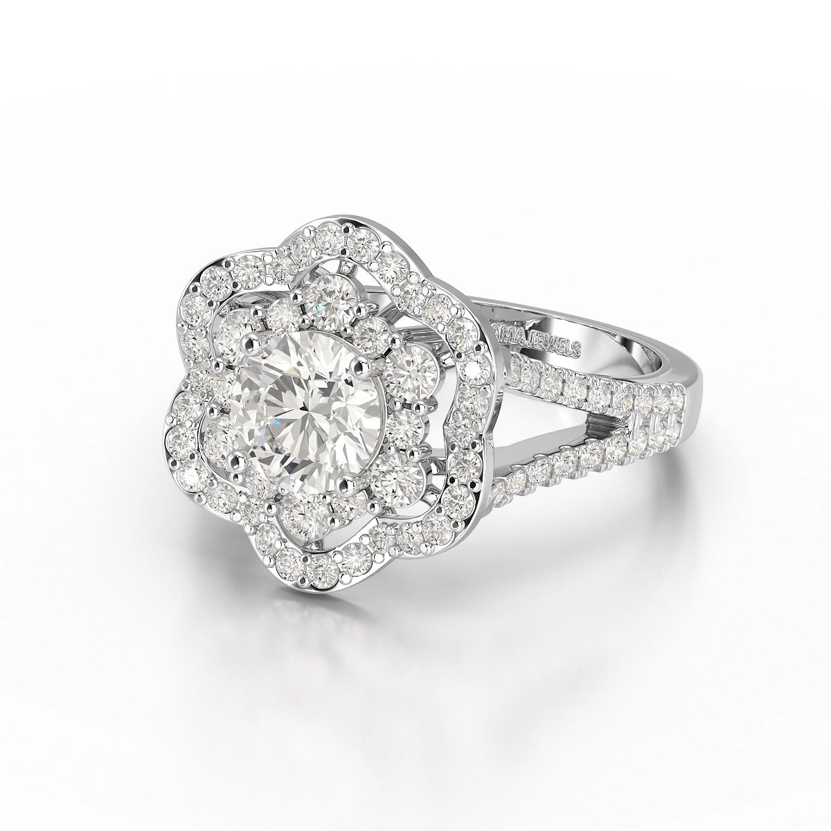 1.92 CT Round Cut Flower Shape Lab Diamond Ring