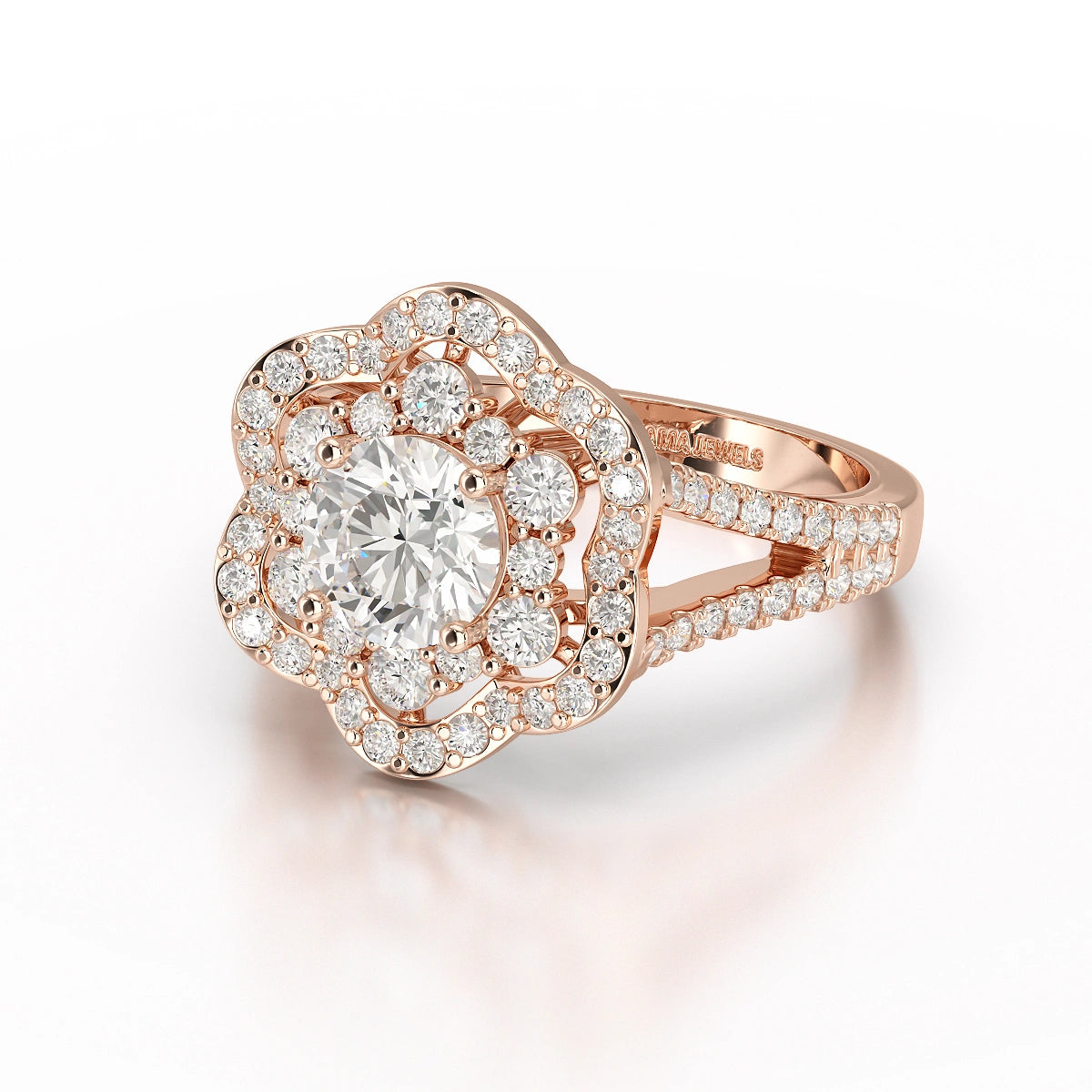 1.92 CT Round Cut Flower Shape Lab Diamond Ring