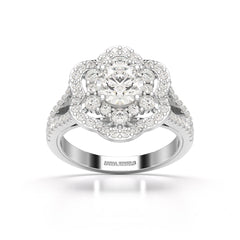 1.92 CT Round Cut Flower Shape Lab Diamond Ring