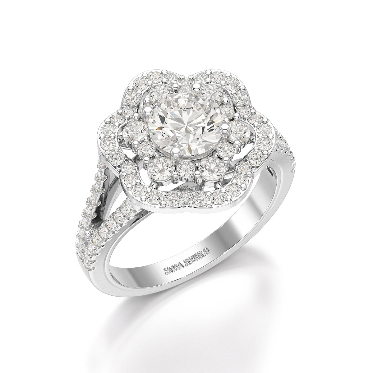 1.92 CT Round Cut Flower Shape Lab Diamond Ring